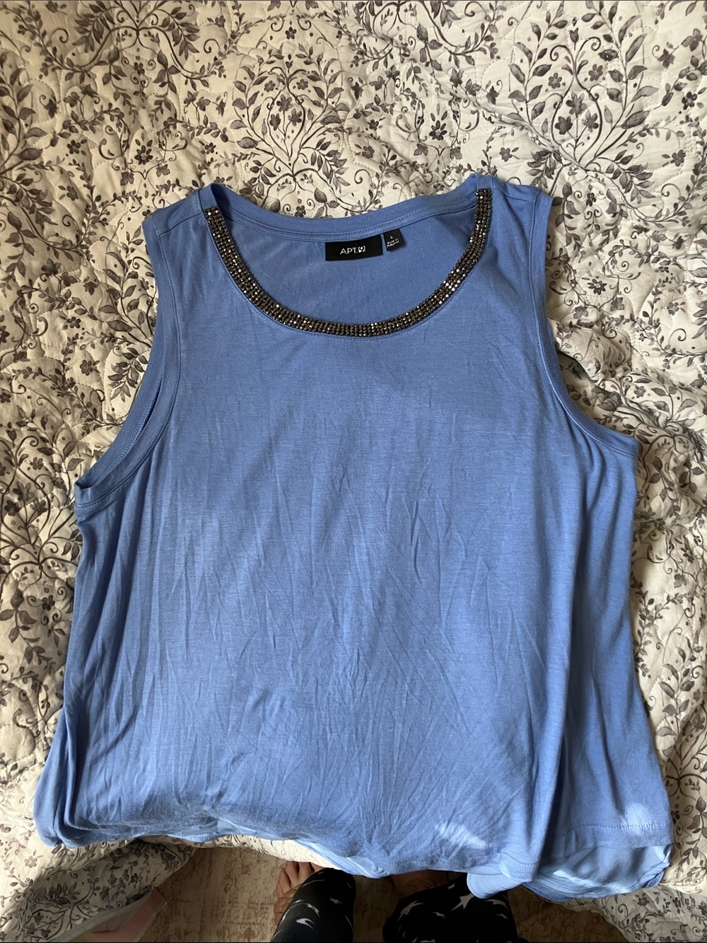 Apt. 9 Light Blue Beaded Neckline Sleeveless Tank